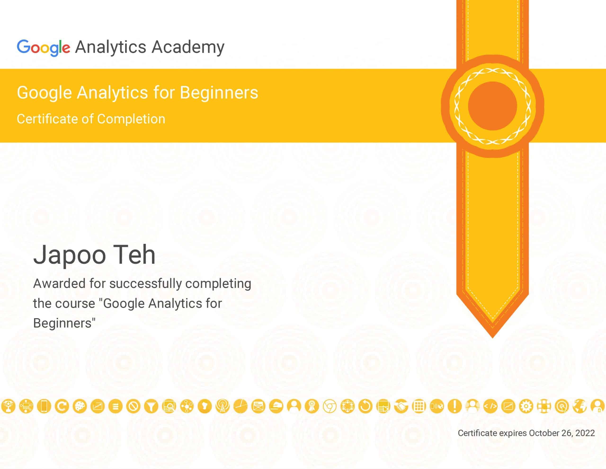 google analytics certificate