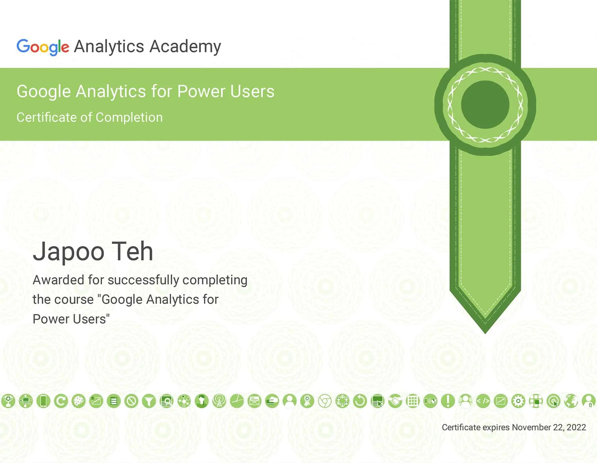 google analytics power users certiication