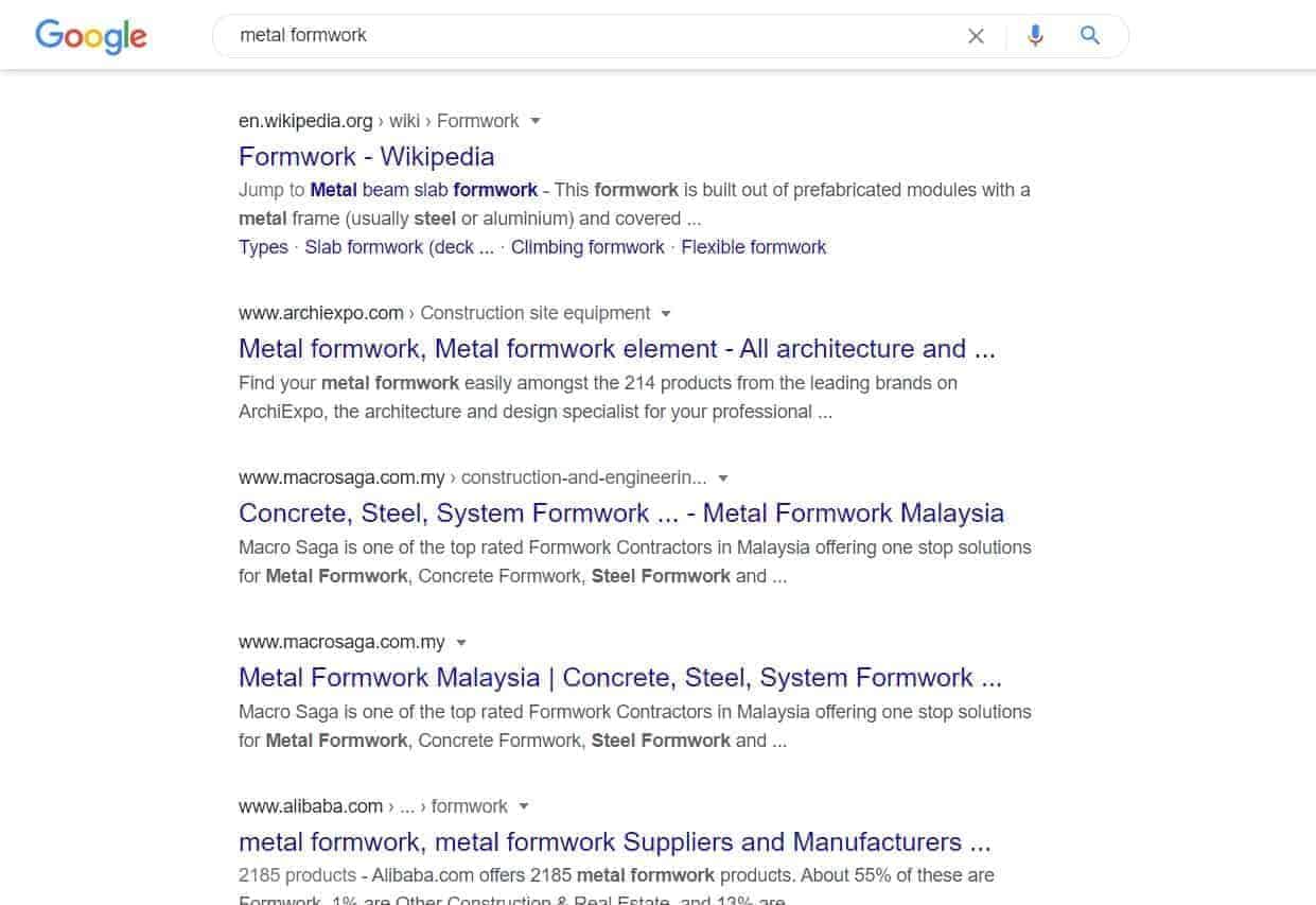 metal formwork macrosaga seo tool