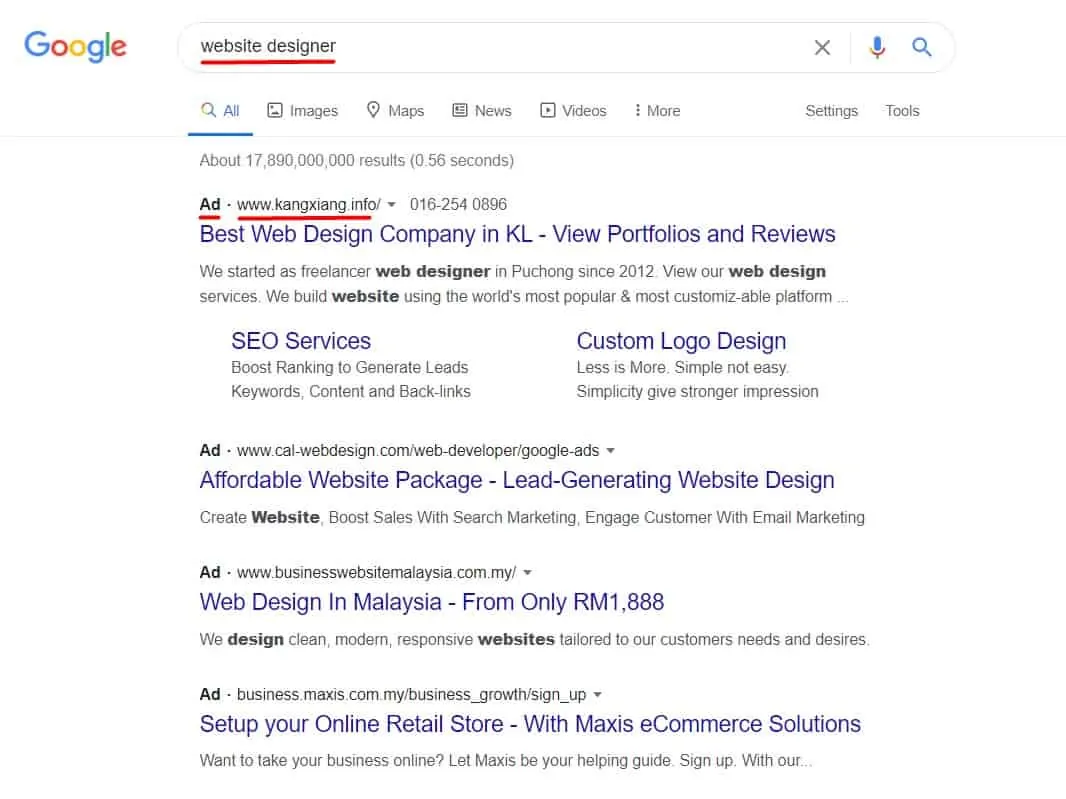 website design search 2