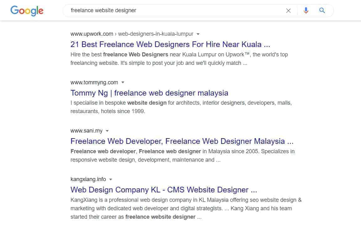 freelance website designer ranking