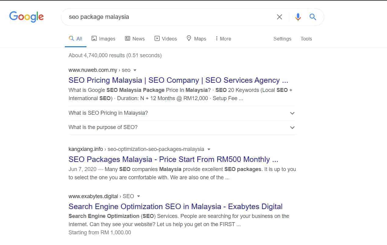 seo package malaysia ranking