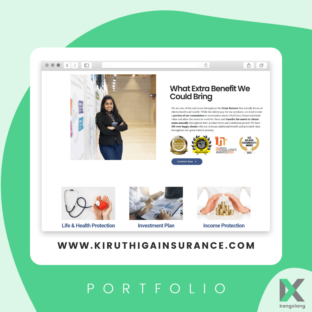kiruthiga insurance web design portfolio