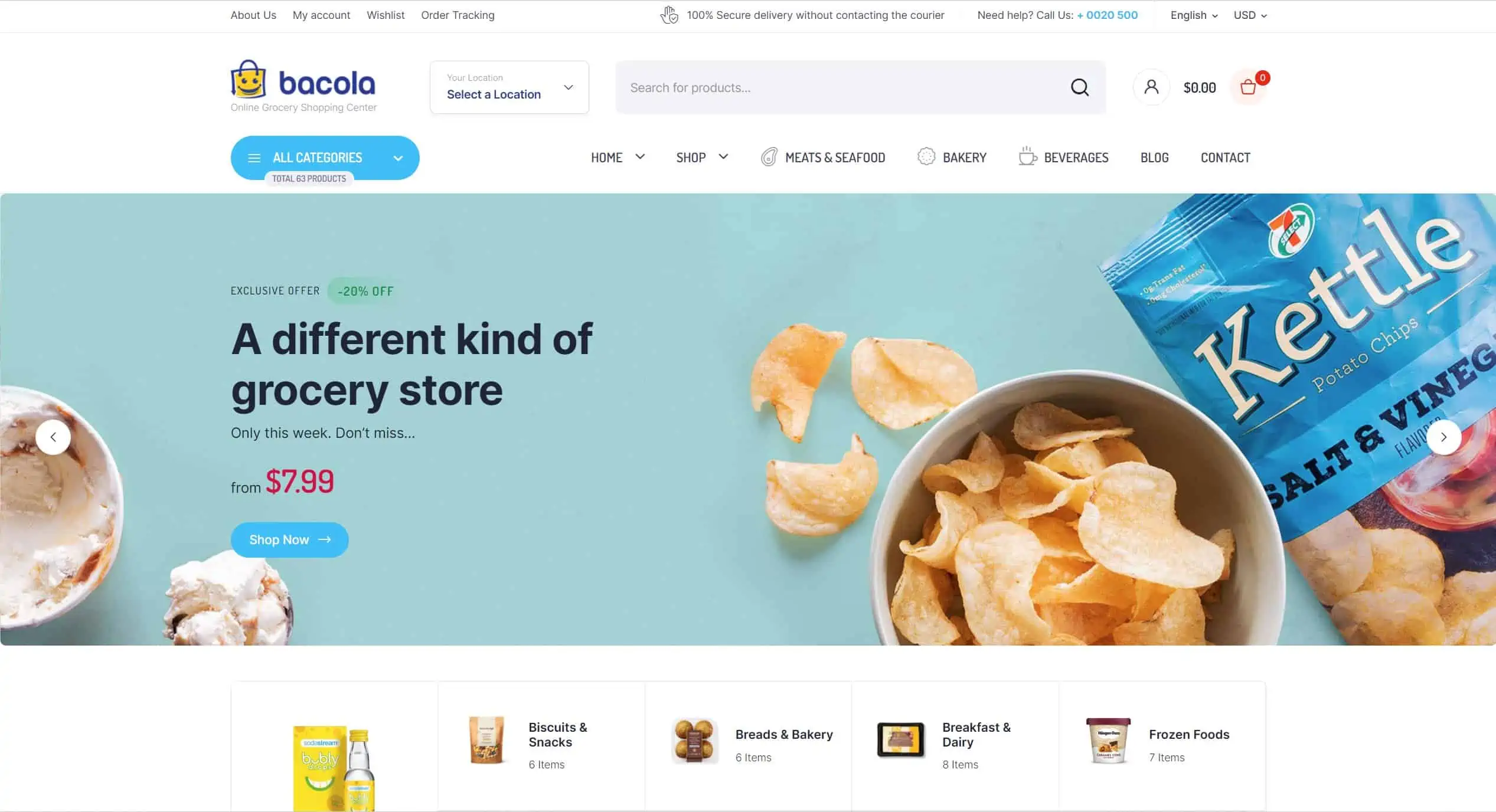 ecommerce website design for snack food