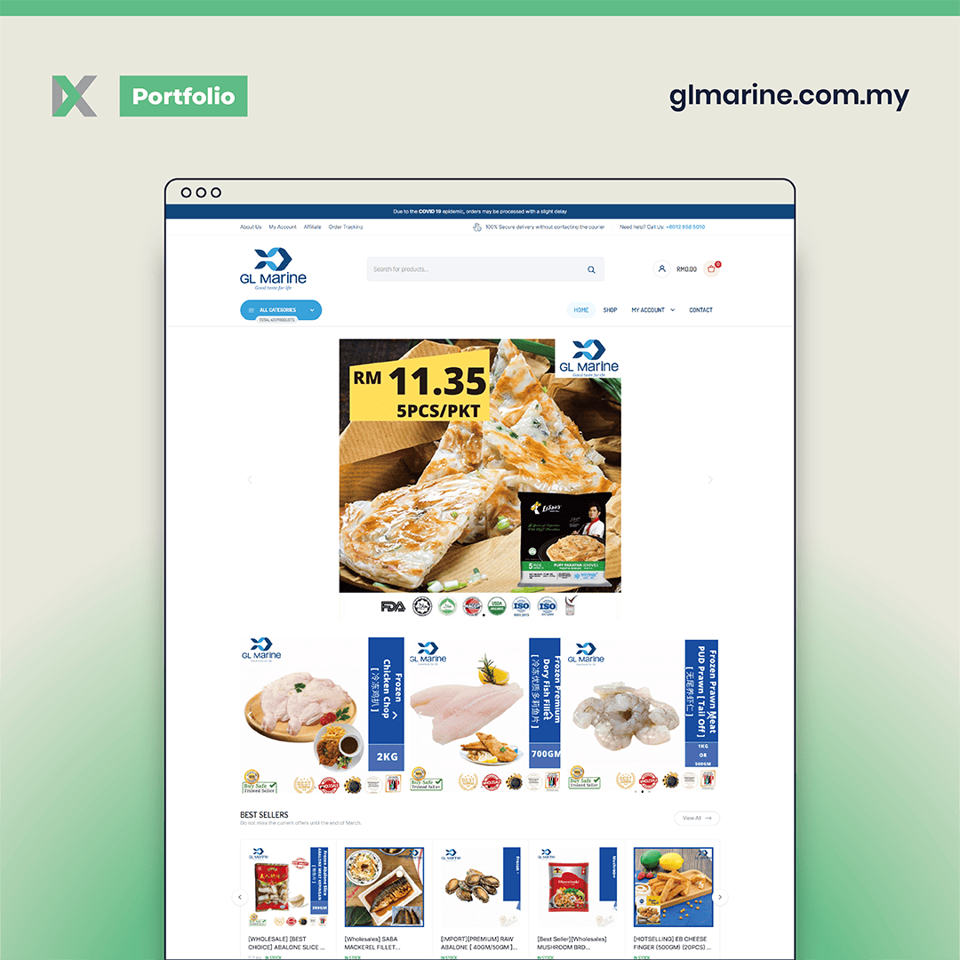 GL Marine Frozen Website Design Malaysia