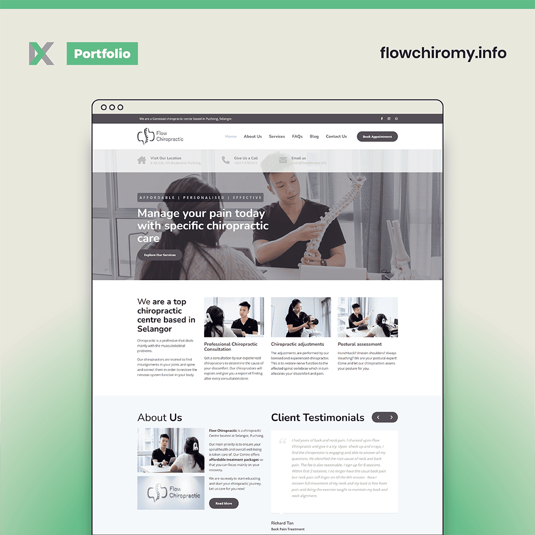 Flow Chiropractic Website Design Malaysia