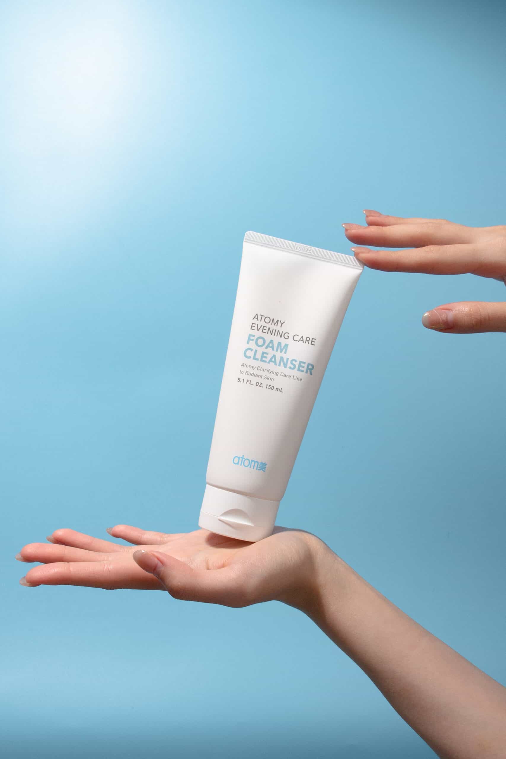 foam cleanser ecommerce product photography woman hand
