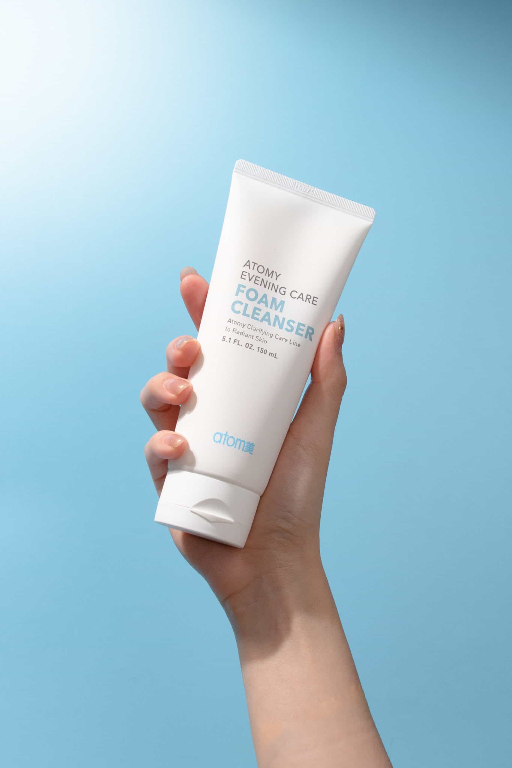 foam cleanser ecommerce product photography blue