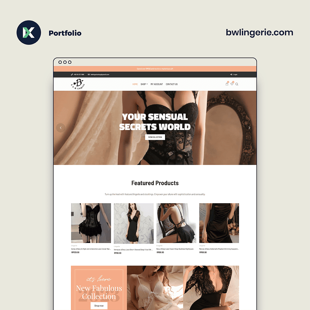 B & W Lingerie Website Design Malaysia
