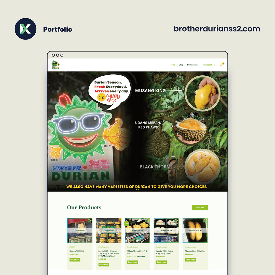 Brother Durian SS2 Website Design Malaysia