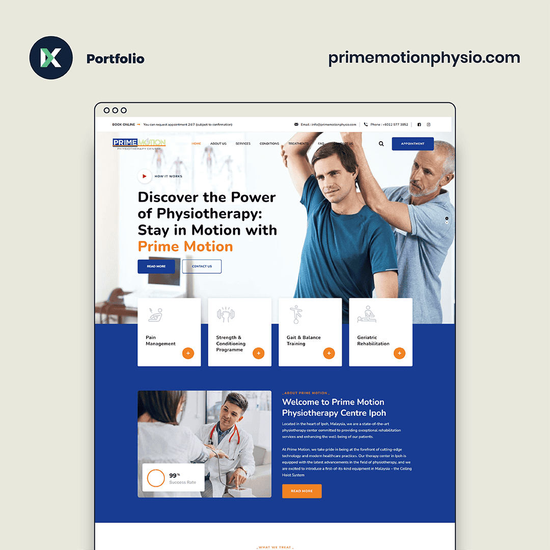 Prime Motion Physiotherapy Centre Website Design Malaysia