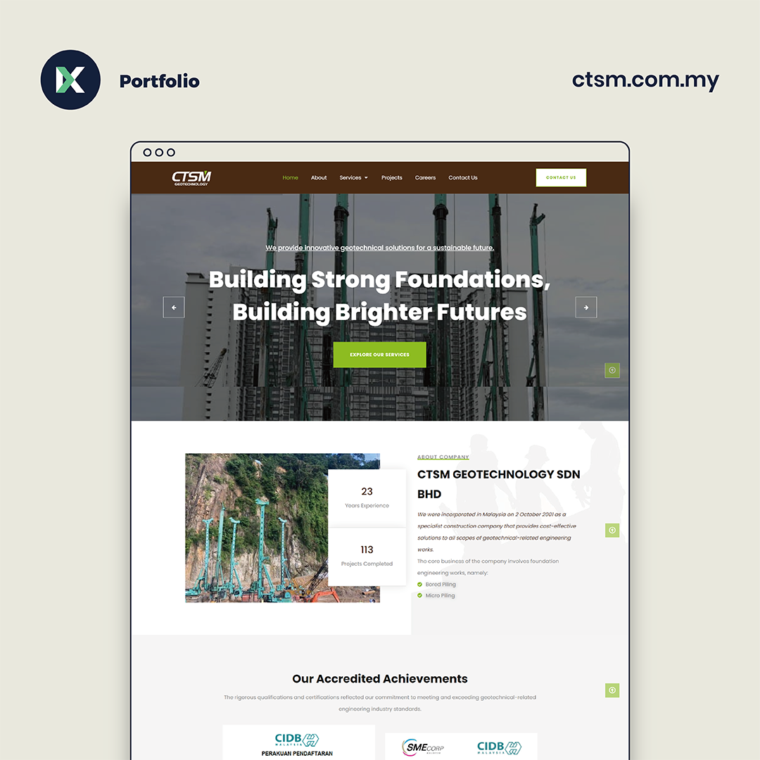 CTSM Geotechnology Website Design Malaysia