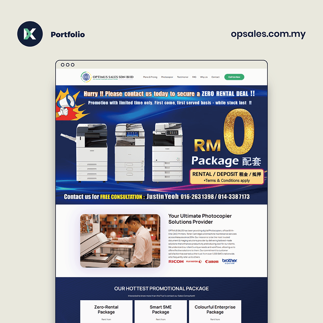 Optimus Sales Website Design Malaysia