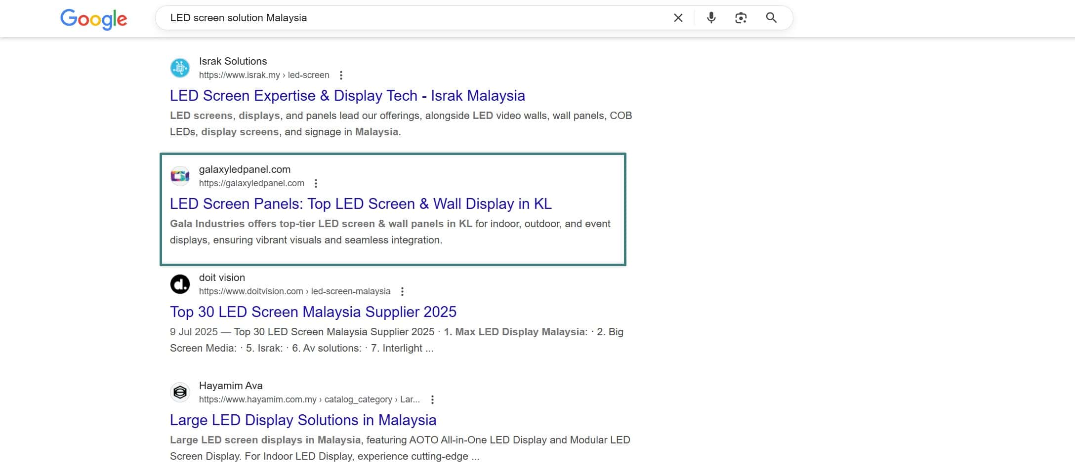 galaxy led seo keyword ranking