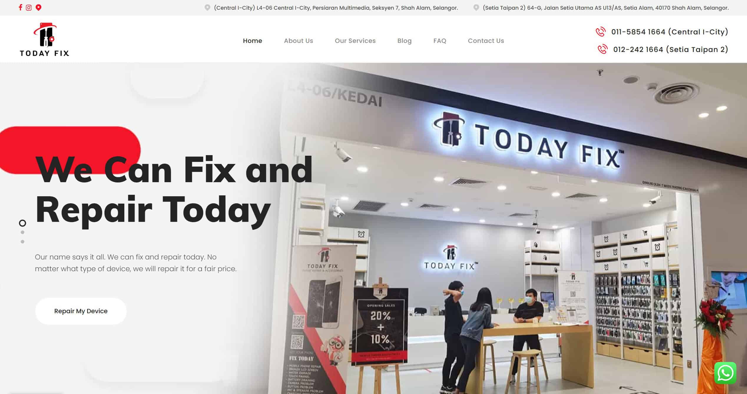 phone repair website home page