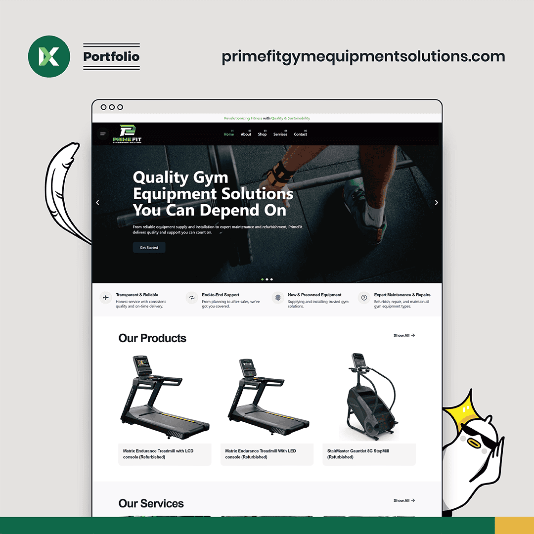 PrimeFit Gym Equipment Solutions Website Design Malaysia