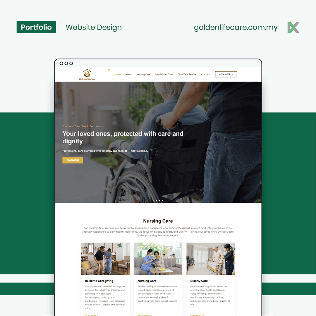 Golden Life Care Website Design Malaysia