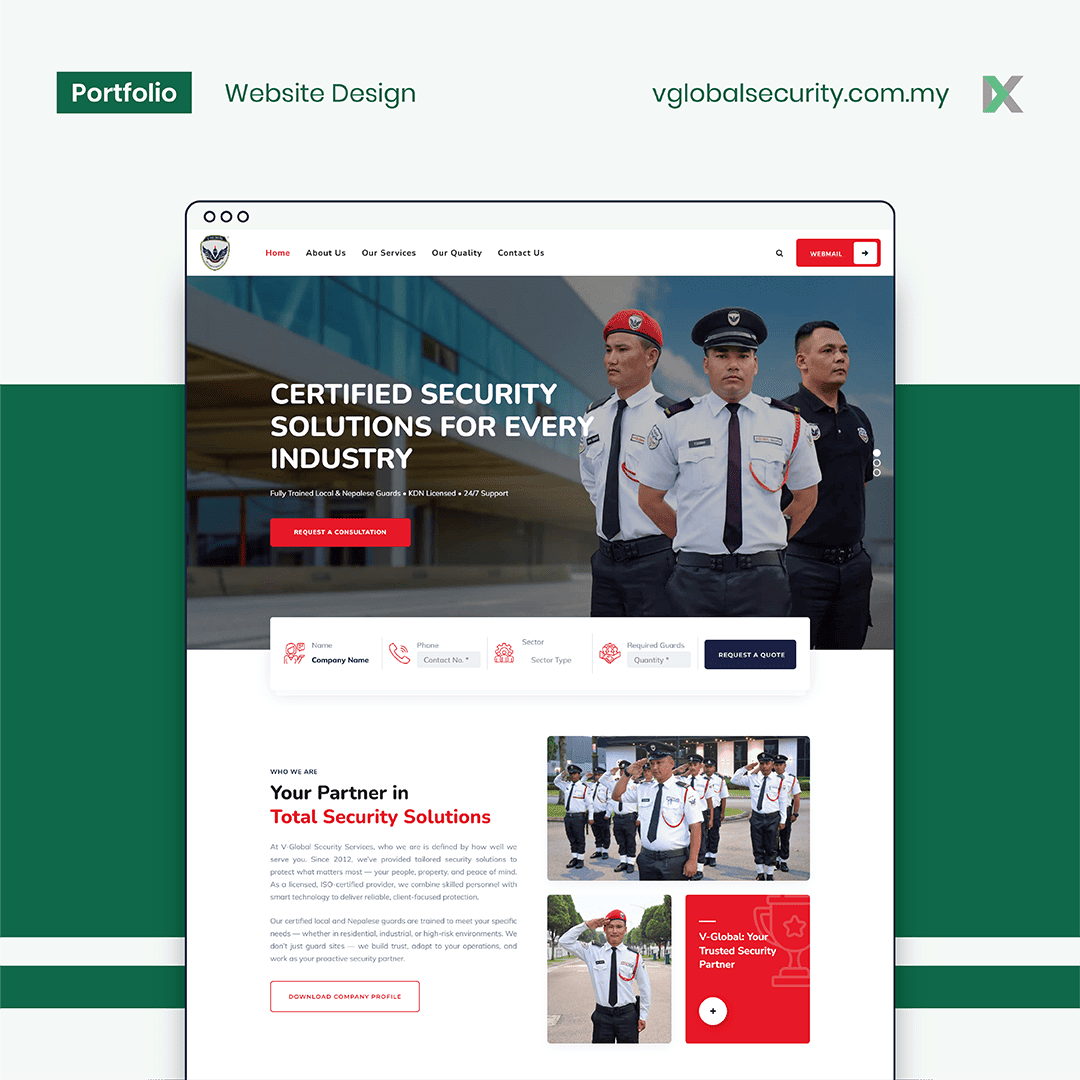 V-global Security Services Website Design Malaysia