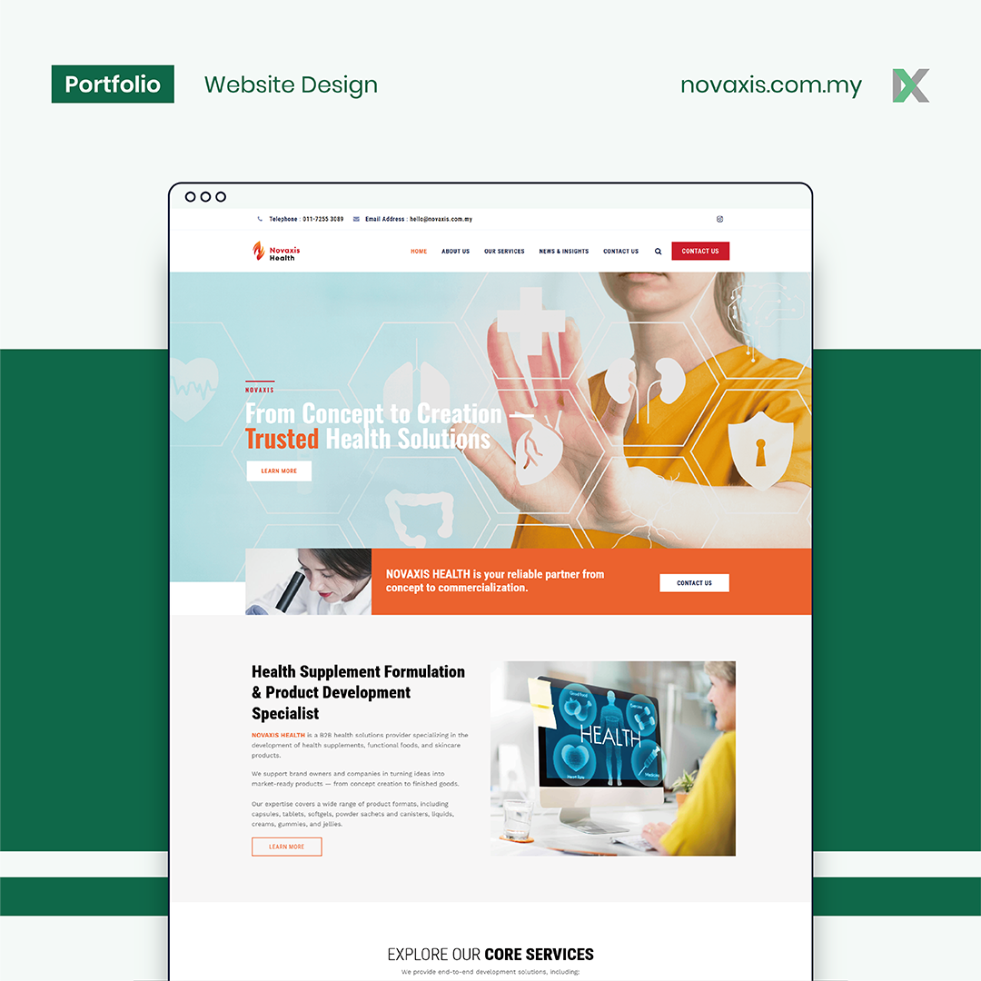 Novaxis Health Website Design Malaysia